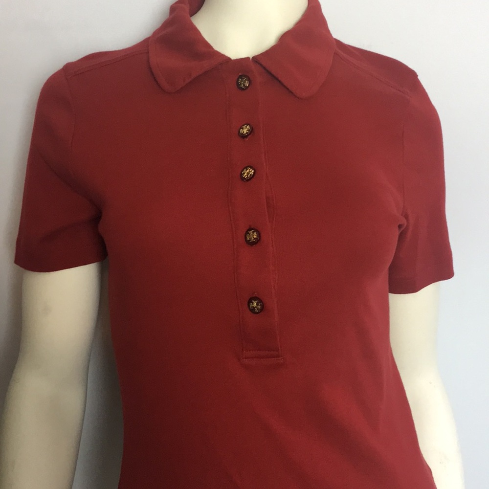Tory Burch Polo Shirt Gold Buttons Large L top
